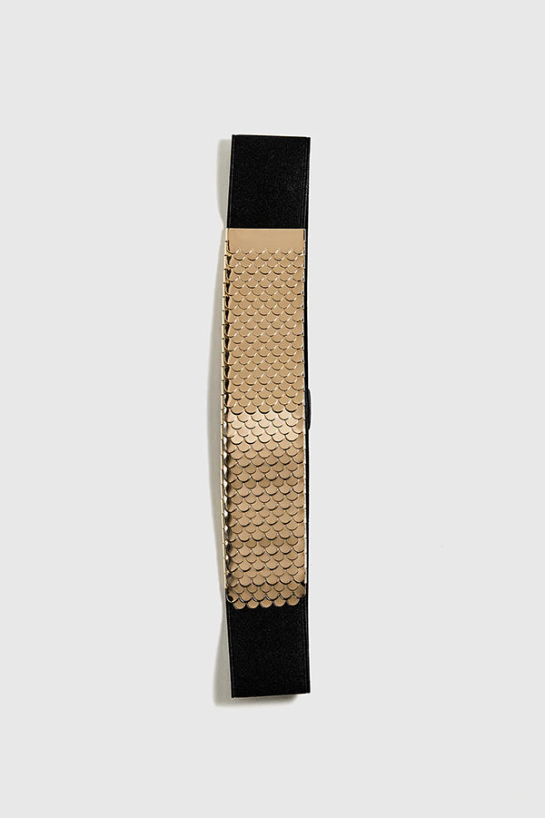Fashionable Metal Fish Scale Elastic Belt