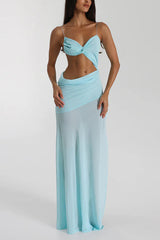 Sexy Halter Waist-baring Backless Lace-up High-slit Maxi Dress