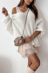 Solid Color Loose V-neck Casual Knitted Sweater