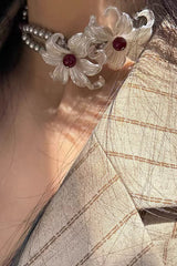 Fashionable Iris Elegant Silver Pearl Necklace