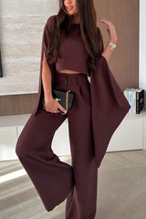 City Atelier Bell Slit Sleeve Top and High Rise Pocket Wide Leg Pants Set