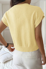 Solid Color Casual V-neck Knitted Sweater