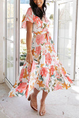Melody of Summer Floral Ruffle Midi Dress