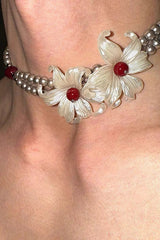 Fashionable Iris Elegant Silver Pearl Necklace