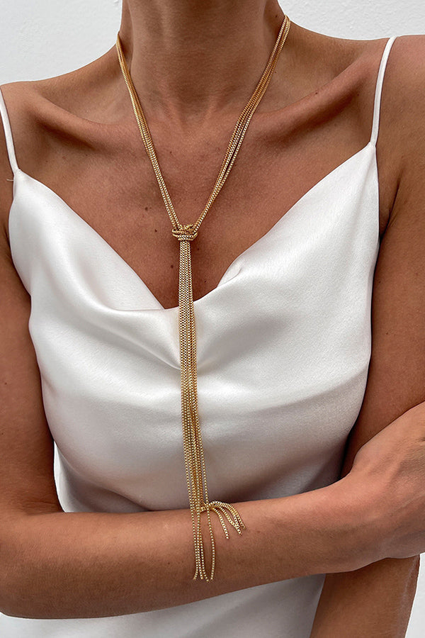 Simple Y-shaped Metal Tassel Chain Necklace