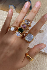 Fashionable Inlaid Zircon Stainless Steel Gold-plated Ring