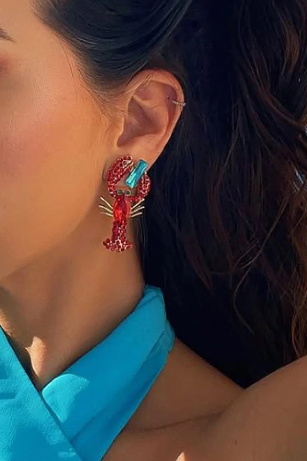 Fashionable Diamond Lobster-shaped Holiday Earrings