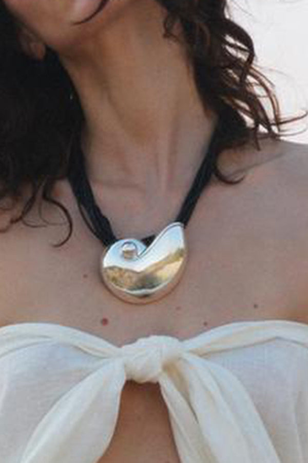 Fashionable Marine Style Shiny Conch Pendant Necklace and Earrings