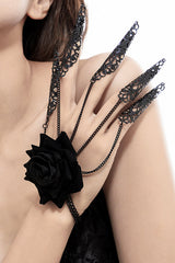 Halloween Dark Blood-stained Pearl Beaded Rose Necklace