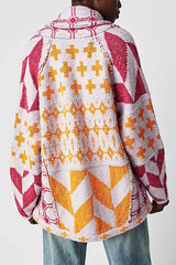 Unique Pattern Lapel Loose Long-sleeved Knitted Sweater