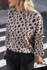 Leopard Print Loose Turtleneck Casual Knitted Sweater