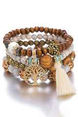 Bohemian Multi-layered Wood Beaded Bracelet