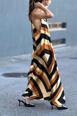 Contrast Stripe Sling Loose Dress