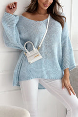 Solid Color Loose V-neck Casual Knitted Sweater