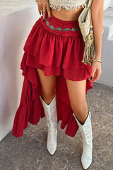 Bohemian Holiday Casual Pleated Patchwork Mini Skirt