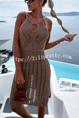 Weekends By The Coast Knit Front Cutout Slit Beach Midi Dress