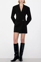 Yulissa Single Button Long Sleeve Fitted Wst Open Back Pocketed Lapel Blazer