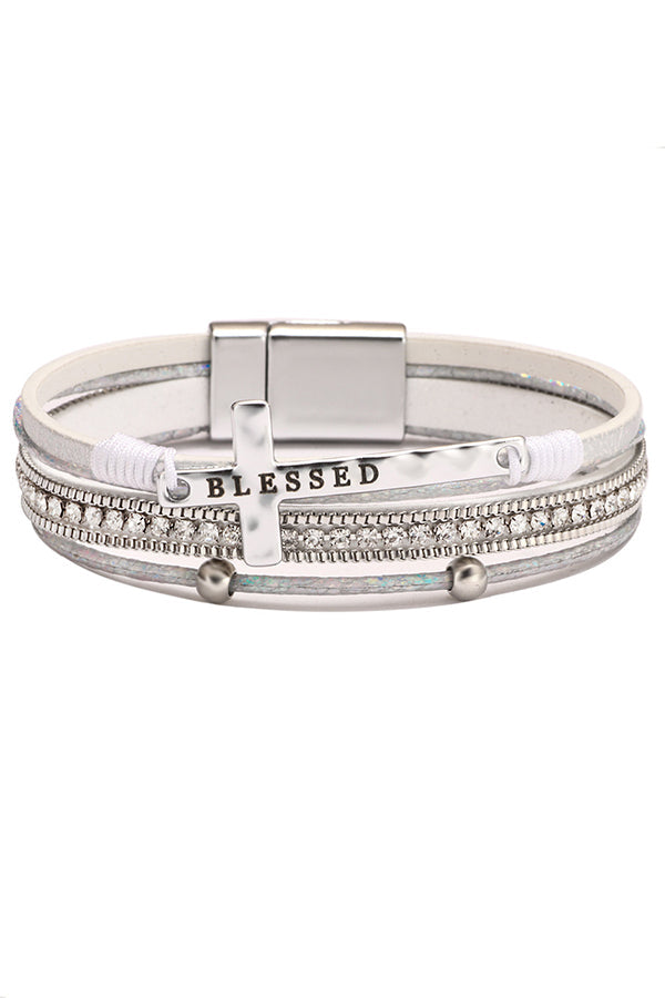 Bohemian Cross Diamond Magnetic Clasp Bracelet