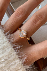 Elegant Silver-plated Diamond Open Ring