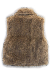 Stylish Collared Sleeveless Short Faux Fur Vest