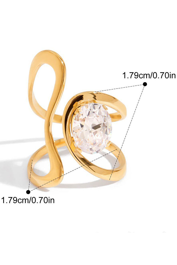 Elegant Zircon Geometric Titanium Steel Ring