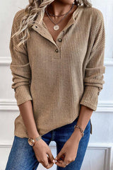 Stylish Buttoned Long Sleeve Sweater