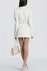 Elvira Double-breasted Long Sleeve Adjustable Back Belt Lapel Blazer Mini Dress