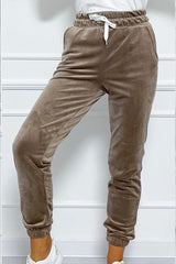 All-match women's elastic waist belt Korean cashmere casual pants