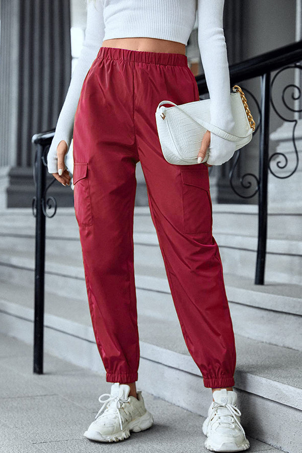 Casual Multi Pocket High Waisted Long Pants