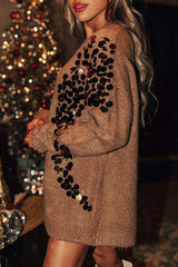 Feel Festive and Cozy Knit Sequin Loose Pullover Sweater