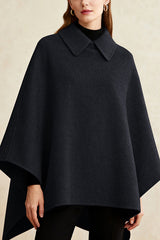 Solid Color Lapel Casual Loose Mid-length Cape Shawl