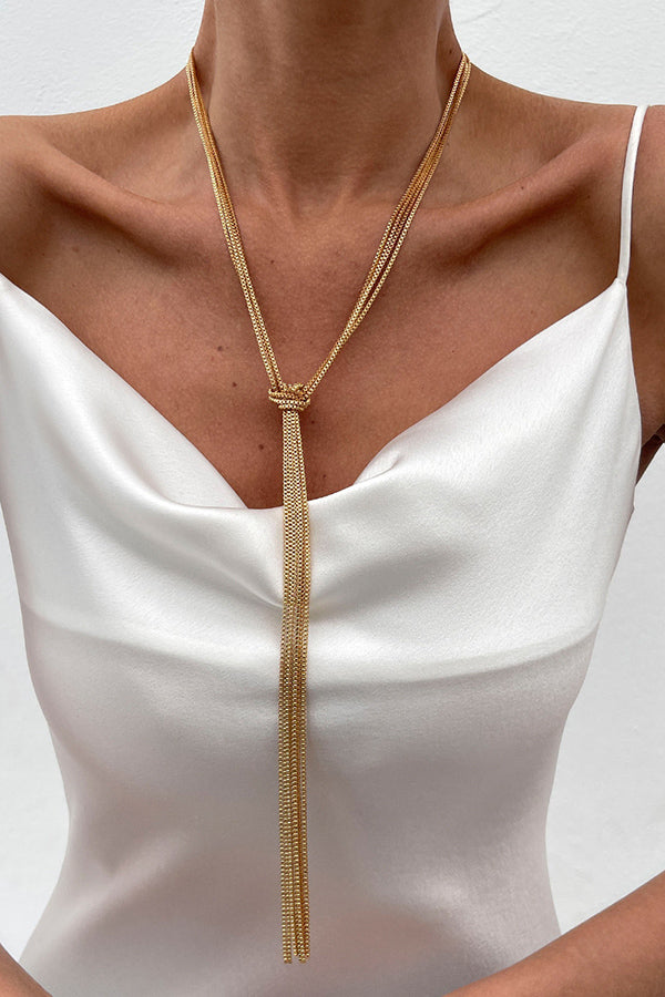 Simple Y-shaped Metal Tassel Chain Necklace