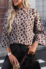 Leopard Print Loose Turtleneck Casual Knitted Sweater