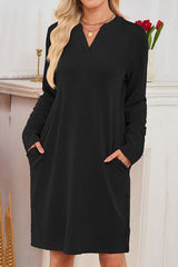 Solid Color Loose Long-sleeved Casual Knitted Mini Dress