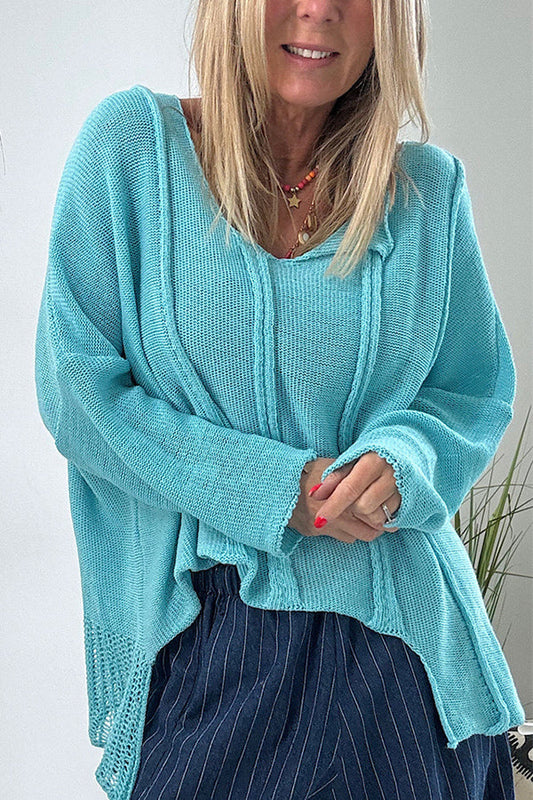 Solid Color Casual Long-sleeved Loose Knitted Sweater