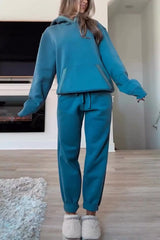 Tasman Braid Trim Kangaroo Pocket Hooded Sweatshirt and Elastic Waist Jogger Pants Set