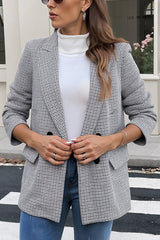 Vintage Houndstooth Lapel Long-sleeved Casual Blazer