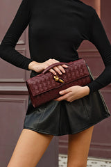 Woven Soft Leather Horizontal Square Accordion Bag