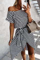 Hilton Cotton Blend Striped T-shirt Dress