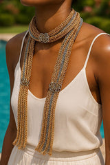 Exaggerated Layered Metal Chain Scarf