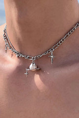 Fashionable Time Dial Metal Necklace