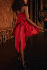 Stylish Sleeveless Off-shoulder Elegant Large Bow Mini Dress