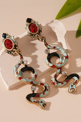 Fashionable Colorful Oil-drop Snake-shaped Gemstone Earrings