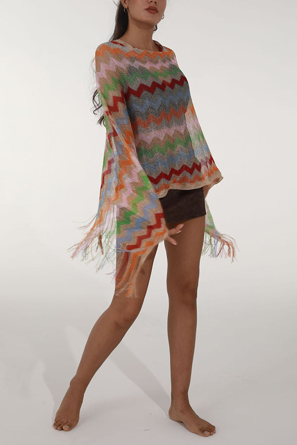 Fashionable Colorful Knitted Sunscreen Beach Shawl
