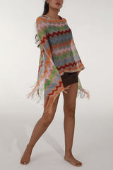 Fashionable Colorful Knitted Sunscreen Beach Shawl