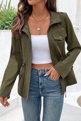 Fashion Long Sleeve Pocket Casual Zipper Jacket