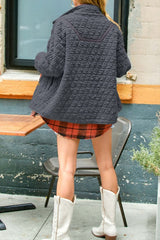 Autumn and winter jacket quilted cotton triangle twist thickened knitted double pocket lapel jacket