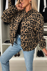Leopard Print Loose Long-sleeved Pocket Casual Jacket