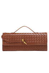 Woven Soft Leather Horizontal Square Accordion Bag