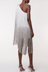 Fashion One-shoulder Slim-fit Elegant Tassel Mini Dress